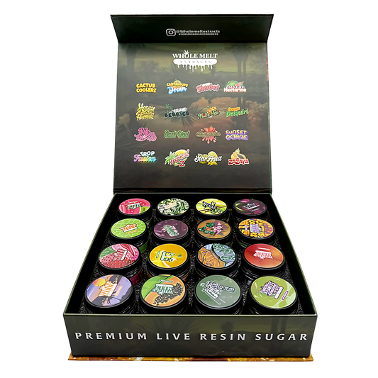 Whole Melt Cookiez Empty 1oz Glass Wax Jars Variety Pack – 16 Assorted Designs with Display Box