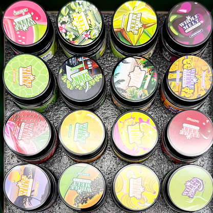Whole Melt Cookiez Empty 1oz Glass Wax Jars Variety Pack – 16 Assorted Designs with Display Box