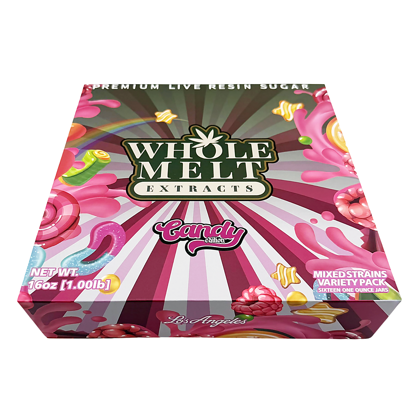 Whole Melt Candy Mix Empty 1oz Glass Wax Jars Variety Pack – 16 Assorted Designs with Display Box