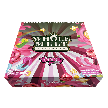 Whole Melt Candy Mix Empty 1oz Glass Wax Jars Variety Pack – 16 Assorted Designs with Display Box