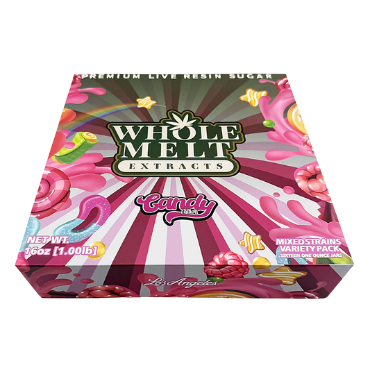 Whole Melt Candy Mix Empty 1oz Glass Wax Jars Variety Pack – 16 Assorted Designs with Display Box