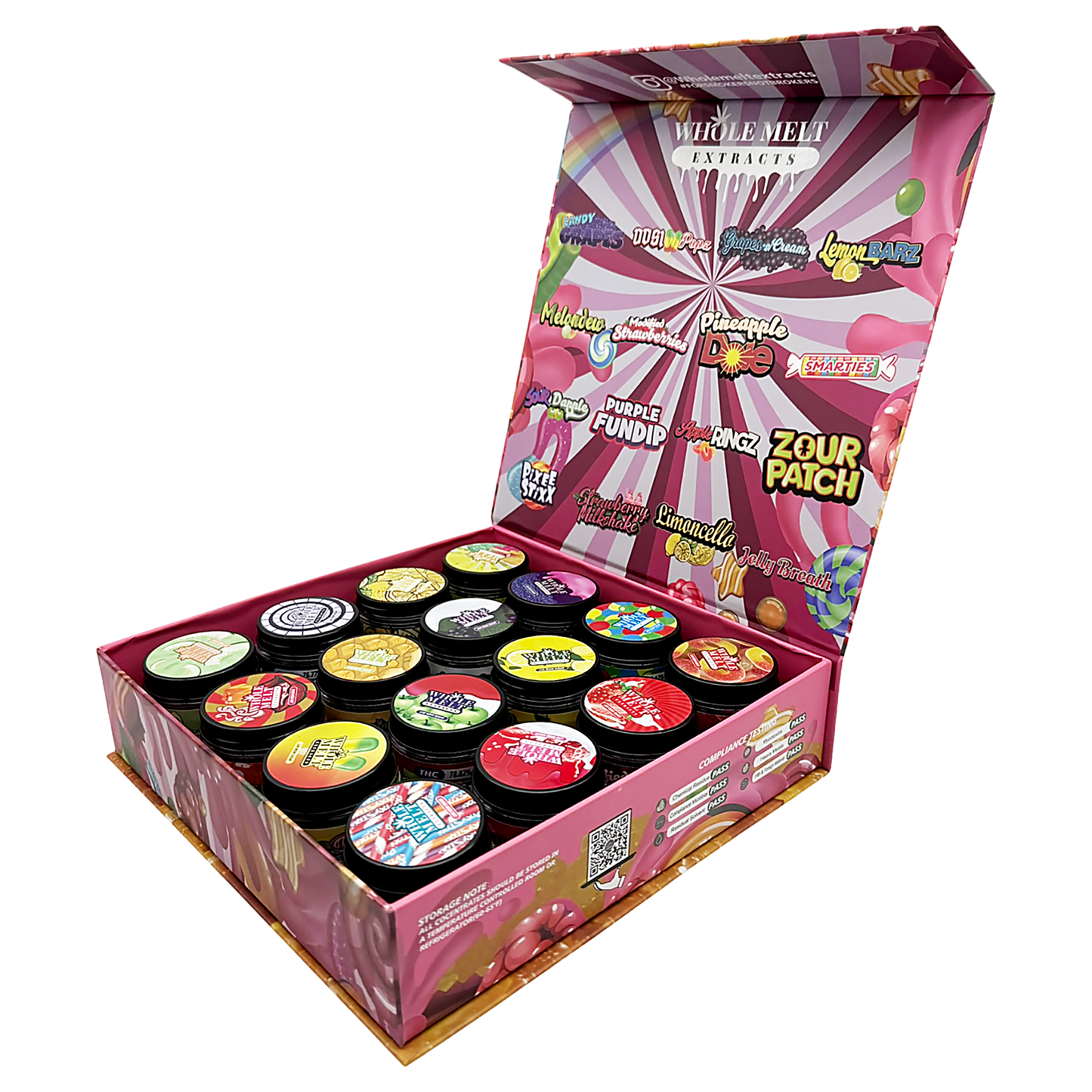Whole Melt Candy Mix Empty 1oz Glass Wax Jars Variety Pack – 16 Assorted Designs with Display Box