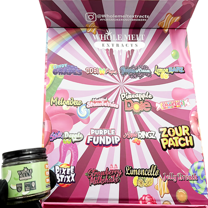 Whole Melt Candy Mix Empty 1oz Glass Wax Jars Variety Pack – 16 Assorted Designs with Display Box
