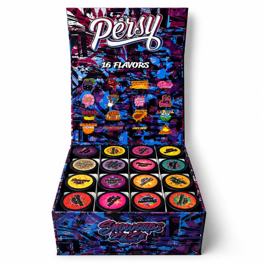 Persy Snowballs Zaza Edition 16-1oz Glass Jars - Varity Pack 16 Flavors in box 1-pound empty jars