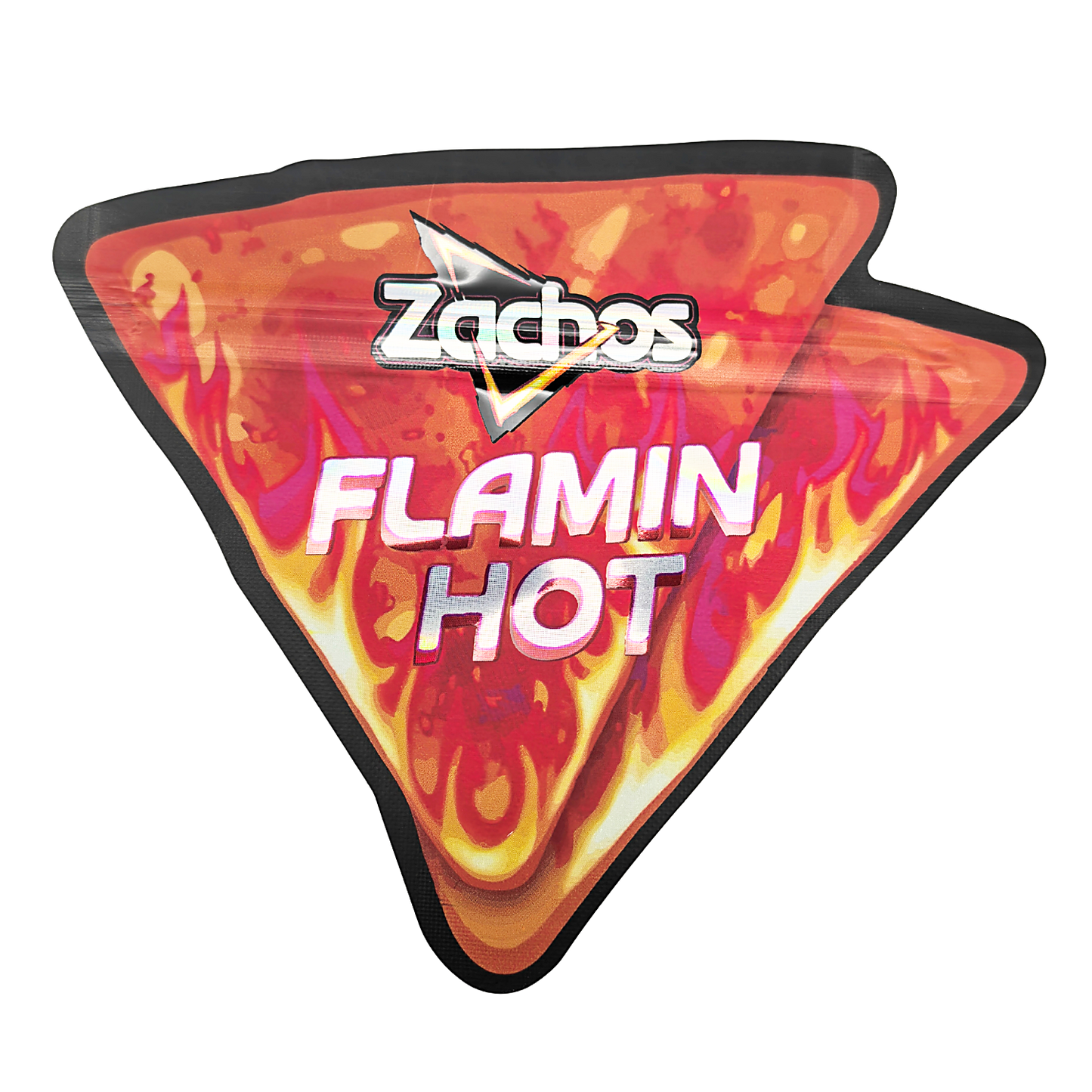 50 Pack – 3.5g Special Die Cut Shaped Mylar Bag - Zachos Flamin Hot