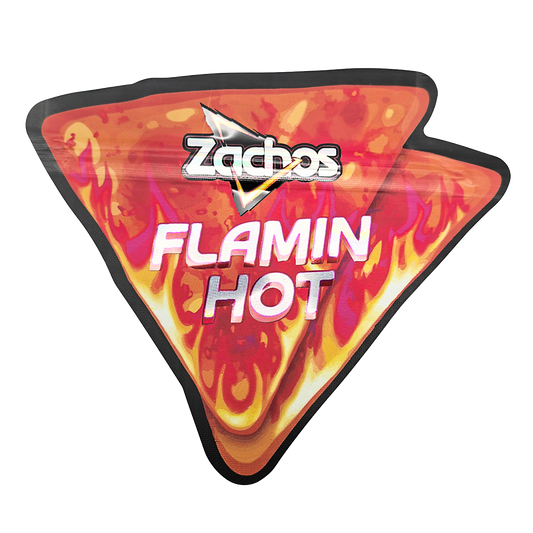 50 Pack – 3.5g Special Die Cut Shaped Mylar Bag - Zachos Flamin Hot