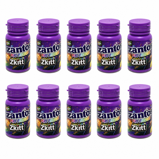 10 Pack - 3.5g Zantos Bottle Style Plastic Storage Containers with Child-Resistant Caps -  Zkittlez