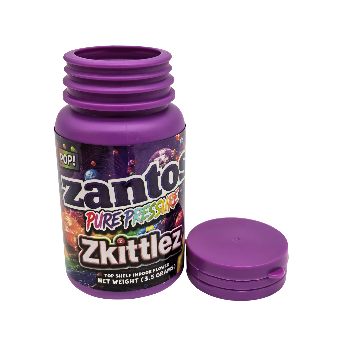 10 Pack – 3.5g Zantos Bottle Style Plastic Storage Containers – Mystery Assorted Designs - ZC-35-MIX