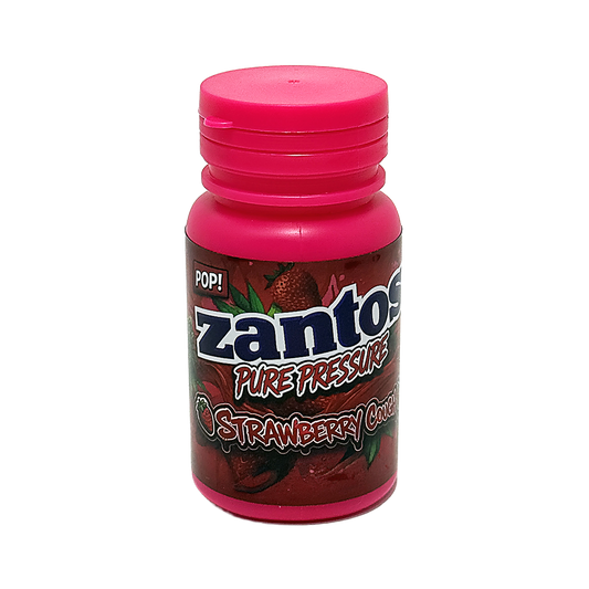 10 Pack - 3.5g Zantos Bottle Style Plastic Storage Containers with Child-Resistant Caps - Strawberry Cough