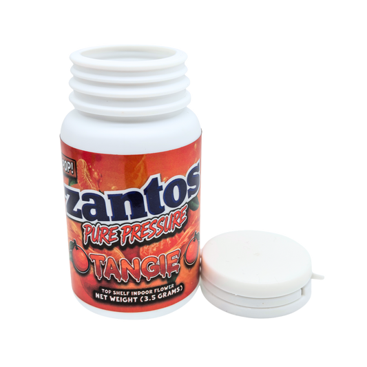 10 Pack - 3.5g Zantos Bottle Style Plastic Storage Containers with Child-Resistant Caps -  Tangie