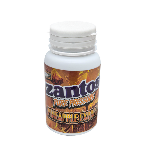 10 Pack - 3.5g Zantos Bottle Style Plastic Storage Containers with Child-Resistant Caps - Pineapple Express