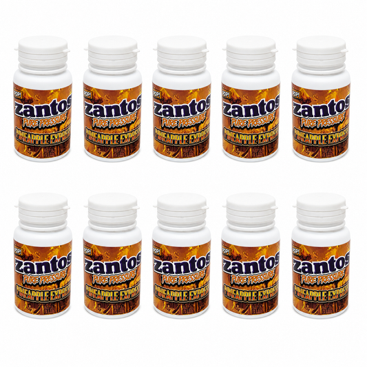 10 Pack - 3.5g Zantos Bottle Style Plastic Storage Containers with Child-Resistant Caps -  Pineapple Express