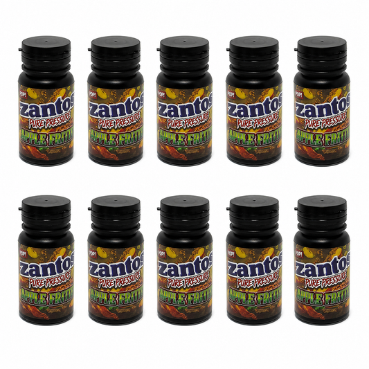 10 Pack - 3.5g Zantos Bottle Style Plastic Storage Containers with Child-Resistant Caps - Apple Fritter