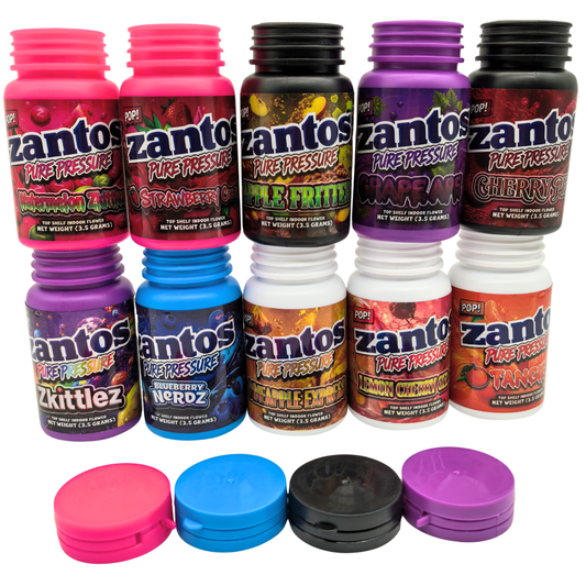 10 Pack – 3.5g Zantos Bottle Style Plastic Storage Containers – Mystery Assorted Designs - ZC-35-MIX