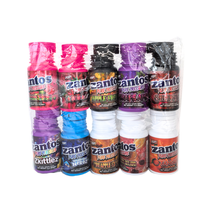 10 Pack - 3.5g Zantos Bottle Style Plastic Storage Containers with Child-Resistant Caps -  Cherry Pie