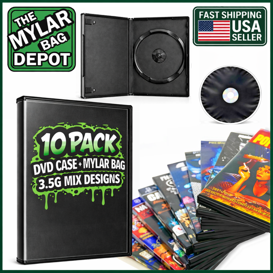 10 Pack 3.5g DVD Case Storage Set (5.5" x 7.5") with Matching Zip Bags Mystery Bundle - Assorted Designs