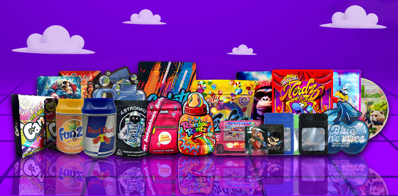 Premium Mylar bags and boxes with stash jars and containers for secure and stylish storage.